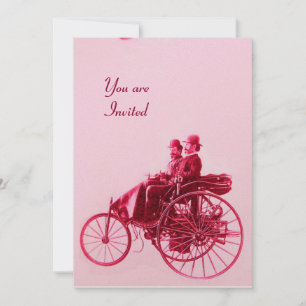 RETRO CARS AUTO RESTORATION Roter Fuchsienrosa Einladung