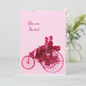 RETRO CARS AUTO RESTORATION Silberrote Fuchsie Einladung (Stehend Vorderseite)