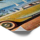 RETRO CARS, blau-gelb-orange Poster (Ecke)