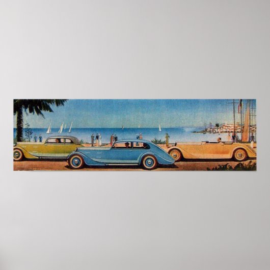 RETRO CARS, blau-gelb-orange Poster (Vorne)