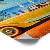 RETRO CARS, blau-gelb-orange Poster (Ecke)