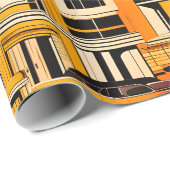 Retro Cars Geometric Mustard Mid Century Geschenkpapier (Rolleneckpunkt)