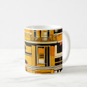 Retro Cars Geometric Mustard Mid Century Kaffeetasse (VorderseiteRechts)