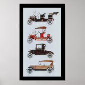 RETRO CARS, Schwarz-weiß rot Poster (Vorne)