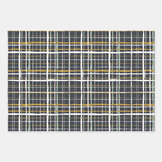 Retro Cars Weihnachtswald Bäume Grau Schwarz  Geschenkpapier Set (Vorderseite 3)