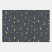 Retro Cars Weihnachtswald Bäume Grau Schwarz  Geschenkpapier Set (Vorderseite 2)