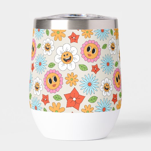 Retro Cartoon Blume Whimsical Happy Fun (Vorderseite)