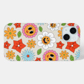 Retro Cartoon Blume Whimsical Happy Fun Case-Mate iPhone Hülle (Rückseite (Horizontal))