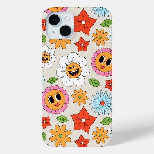 Retro Cartoon Blume Whimsical Happy Fun Case-Mate iPhone Hülle (Rückseite)