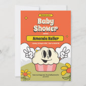 Retro Cartoon Cake Baby Dusche Einladung (Vorderseite)