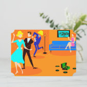 Retro Cartoon-Cocktail-Party Einladungen (Stehend Vorderseite)