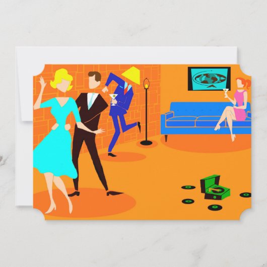 Retro Cartoon-Cocktail-Party Einladungen (Vorderseite)