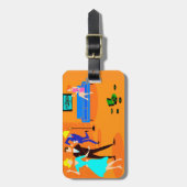 Retro Cartoon-Cocktail-Party-Gepäck-Umbau Gepäckanhänger (Vorderseite vertikal)