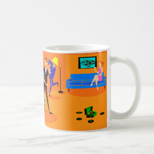 Retro Cartoon Cocktail Party Kaffee Tasse