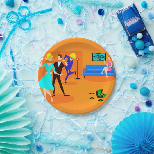 Retro Cartoon-Cocktail-Party-Papierplatte Pappteller (Party)