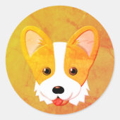 Retro-Cartoon-Corgi  Runder Aufkleber (Vorderseite)