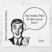 Retro-Cartoon, der über das Etikett "Eigenes Bier" (Einzelnes Label)