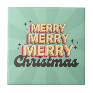 Retro-Cartoon-Design Frohe Weihnachten Text Fliese