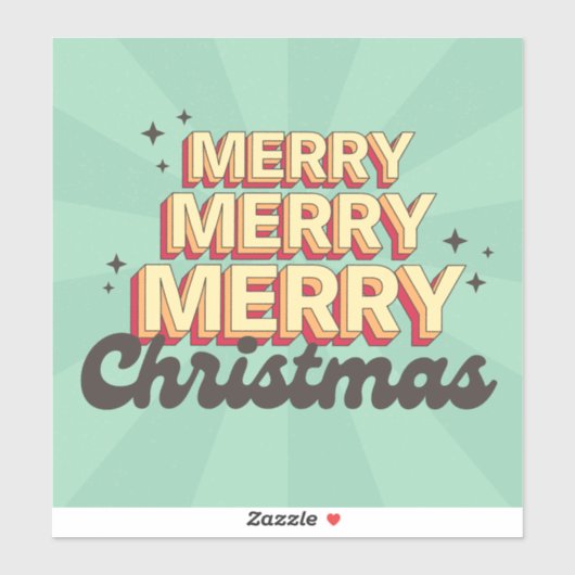 Retro Cartoon Design frohe Weihnachtsübersicht Aufkleber (Blatt)