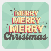 Retro Cartoon Design frohe Weihnachtsübersicht Quadratischer Aufkleber (Vorderseite)