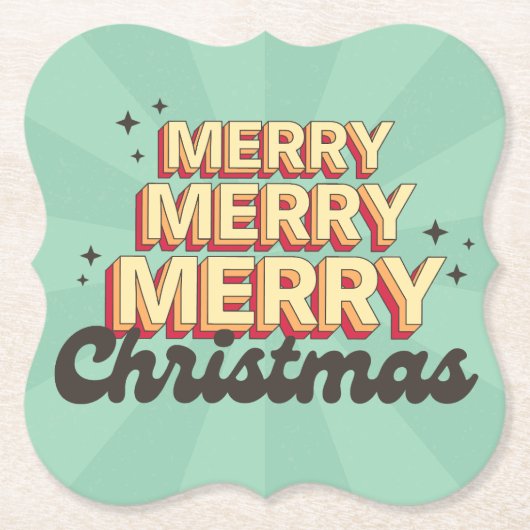 Retro Cartoon Design frohe Weihnachtsübersicht Untersetzer (Vorderseite)