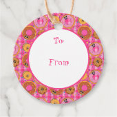 Retro Cartoon Donuts und Süßigkeiten Geschenkanhänger (Vorderseite)