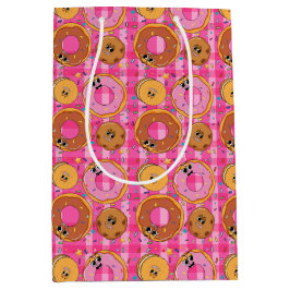 Retro Cartoon Donuts und Süßigkeiten Mittlere Geschenktüte