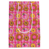 Retro Cartoon Donuts und Süßigkeiten Mittlere Geschenktüte (Rückseite)