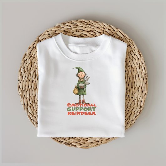 Retro cartoon elf reindeer ironic wishes T-Shirt