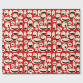 Retro Cartoon Faces Pattern Wrapping Paper Geschenkpapier (Flach)