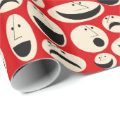 Retro Cartoon Faces Pattern Wrapping Paper Geschenkpapier (Rolleneckpunkt)
