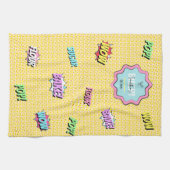 Retro Cartoon Farbenfrohe Pop Kunst, Dichtung und Geschirrtuch (Horizontal)