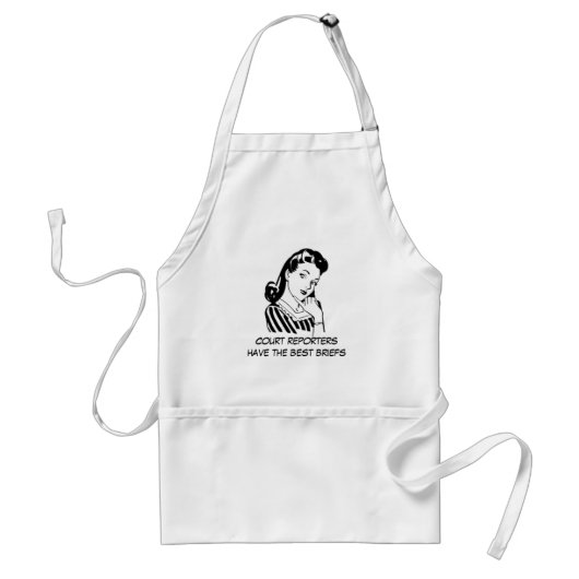 Retro Cartoon-Frauen-Gericht, das über lustiges Schürze (Vorne)