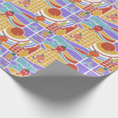 Retro-Cartoon-Früchte geometrisches Muster Geschenkpapier (Ecke)