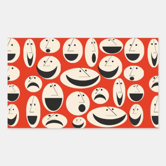 Retro-Cartoon gegenüber Muster-Rechteck-Sticker Rechteckiger Aufkleber (Vorderseite)