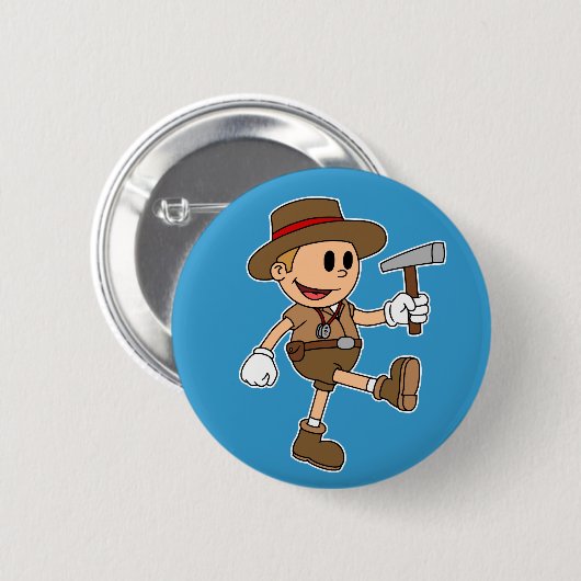 Retro-Cartoon-Geologe Button (Vorne & Hinten)