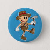 Retro Cartoon Geologin Button (Vorderseite)