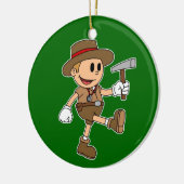 Retro Cartoon Geologist (Farbe) Keramik Ornament (Links)