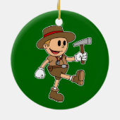 Retro Cartoon Geologist (Farbe) Keramik Ornament (Hinten)