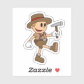 Retro Cartoon Geologist (Farbe) Vinyl Aufkleber (Blatt)