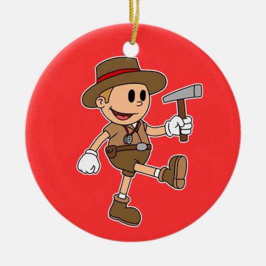 Retro Cartoon Geologist (Name hinzufügen) Keramik Ornament (Vorne)