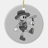 Retro Cartoon Geologist (schwarz und weiß) Keramikornament (Hinten)