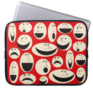 Retro-Cartoon-Gesichter-Muster Laptop-Hülle Laptopschutzhülle