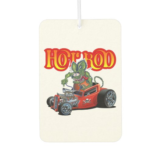 Retro-Cartoon-Hot-Rod Autolufterfrischer (Vorderseite)