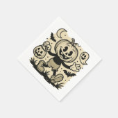 Retro cartoon-inspired pumpkin Halloween napkins Serviette (Ecke)