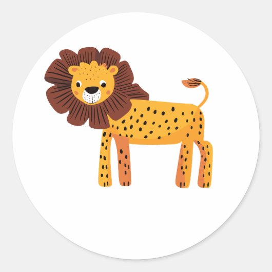 Retro Cartoon Lion Runder Aufkleber (Vorderseite)