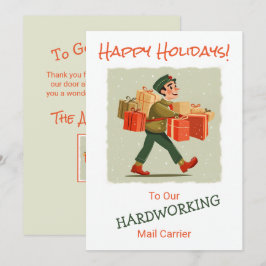 Retro Cartoon Mail Man Flat Holiday Card Feiertagskarte