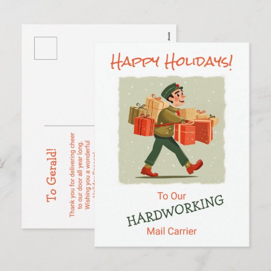 Retro Cartoon Mail Man Postkarte (Vorne/Hinten)