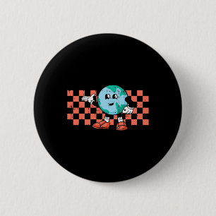 Retro Cartoon Planet Erde Tag Umwelt Natur Button
