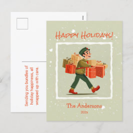 Retro Cartoon Postman Postcard Feiertagspostkarte